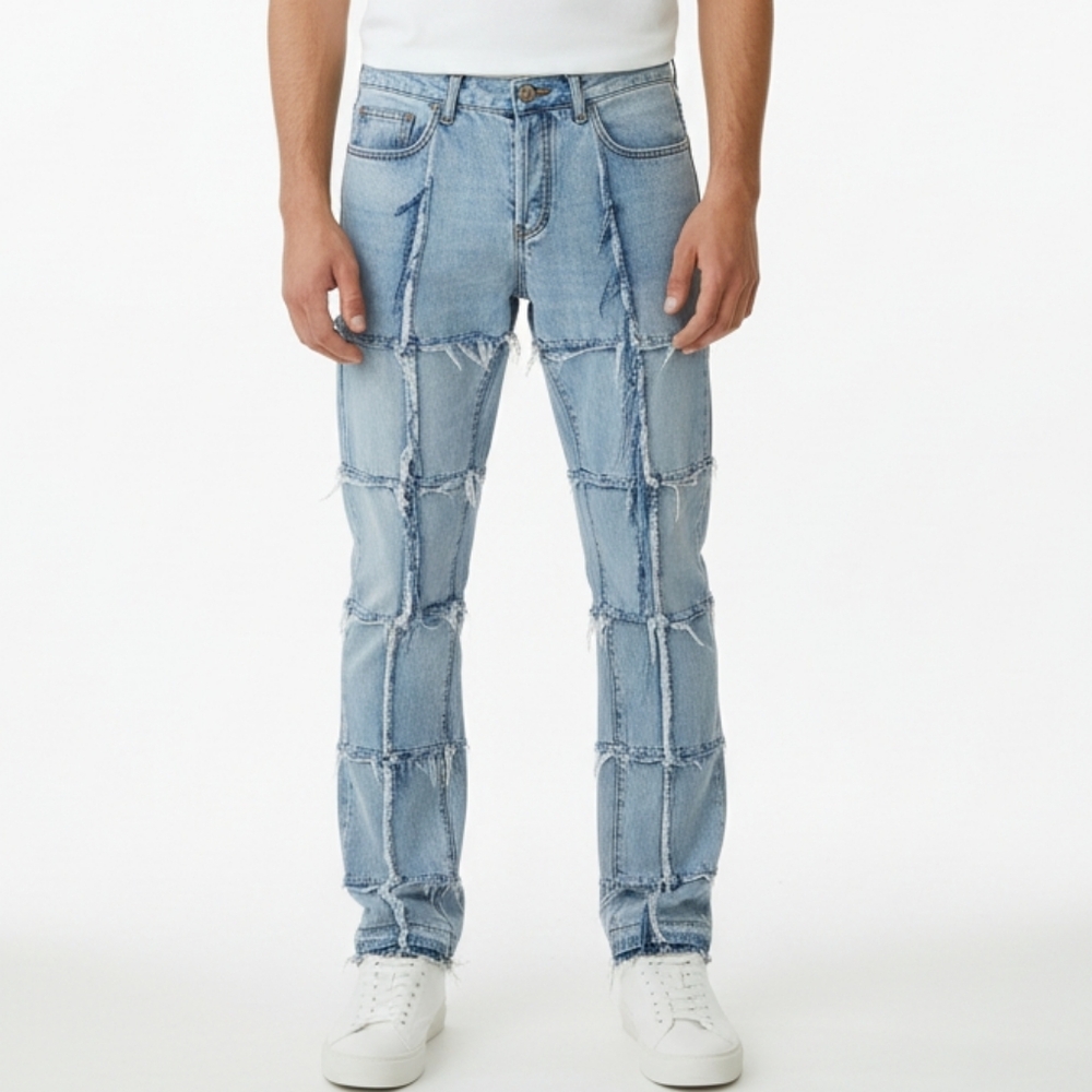 MNML Raw Hem Square Tall and Skinny Button Fly Denim Jeans 28  box14
